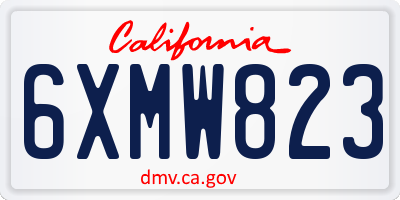 CA license plate 6XMW823