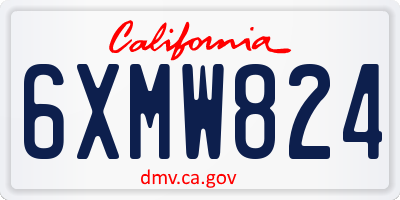 CA license plate 6XMW824