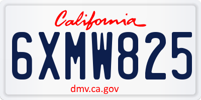 CA license plate 6XMW825