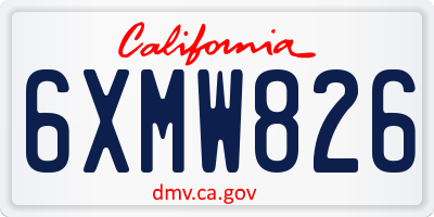 CA license plate 6XMW826