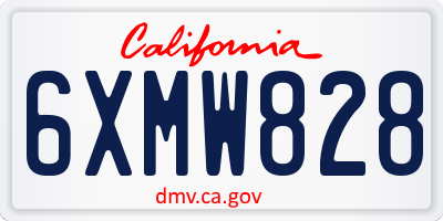 CA license plate 6XMW828