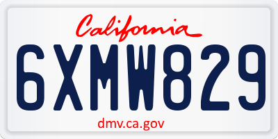 CA license plate 6XMW829