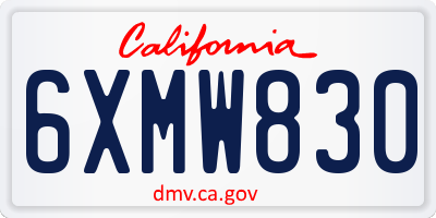 CA license plate 6XMW830