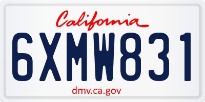 CA license plate 6XMW831