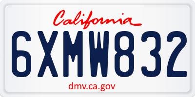 CA license plate 6XMW832