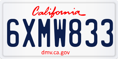 CA license plate 6XMW833
