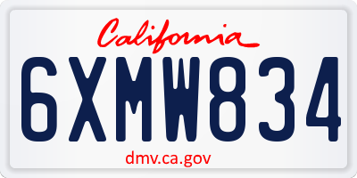 CA license plate 6XMW834