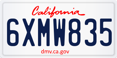 CA license plate 6XMW835