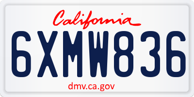 CA license plate 6XMW836