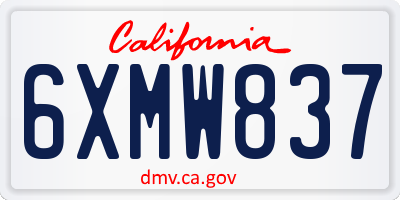 CA license plate 6XMW837