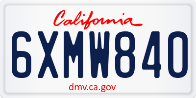 CA license plate 6XMW840