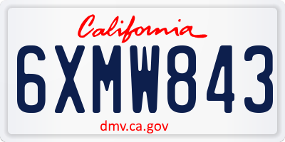 CA license plate 6XMW843