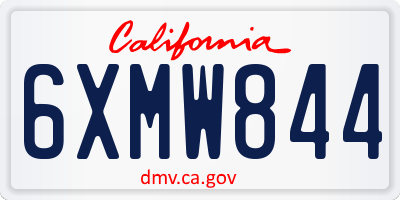 CA license plate 6XMW844