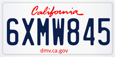 CA license plate 6XMW845