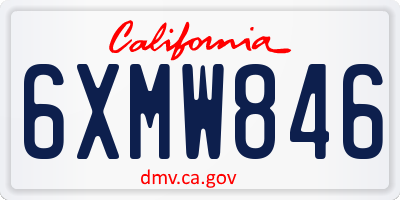 CA license plate 6XMW846
