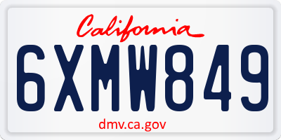 CA license plate 6XMW849