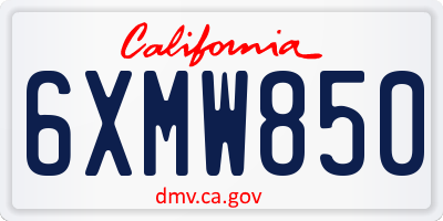 CA license plate 6XMW850