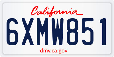 CA license plate 6XMW851