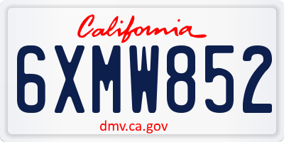 CA license plate 6XMW852