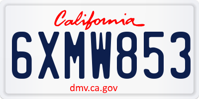 CA license plate 6XMW853