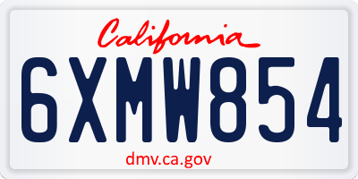 CA license plate 6XMW854