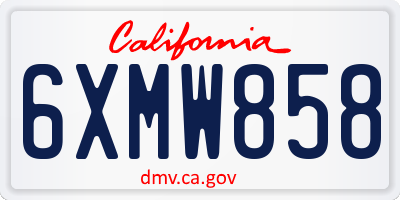 CA license plate 6XMW858