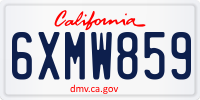 CA license plate 6XMW859