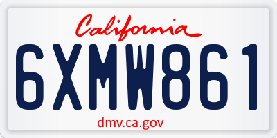 CA license plate 6XMW861