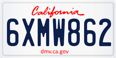 CA license plate 6XMW862