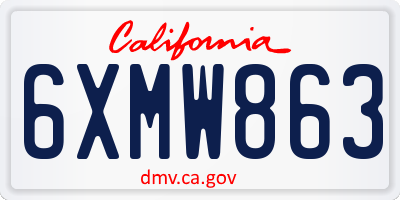 CA license plate 6XMW863
