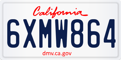 CA license plate 6XMW864