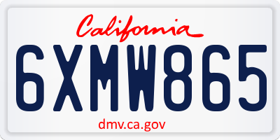 CA license plate 6XMW865