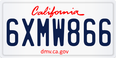 CA license plate 6XMW866