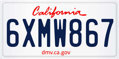 CA license plate 6XMW867