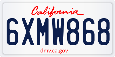 CA license plate 6XMW868