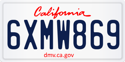 CA license plate 6XMW869