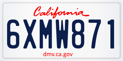 CA license plate 6XMW871