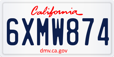 CA license plate 6XMW874