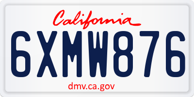 CA license plate 6XMW876