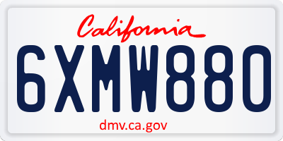 CA license plate 6XMW880