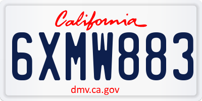 CA license plate 6XMW883