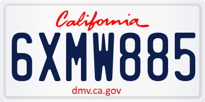 CA license plate 6XMW885
