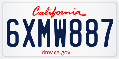 CA license plate 6XMW887