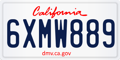 CA license plate 6XMW889