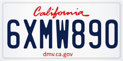 CA license plate 6XMW890