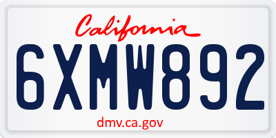 CA license plate 6XMW892