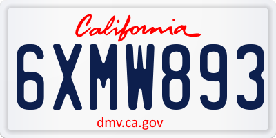 CA license plate 6XMW893