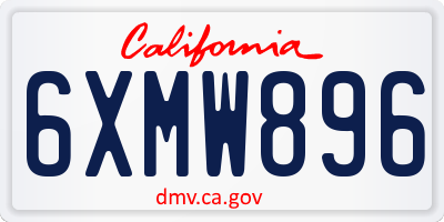 CA license plate 6XMW896