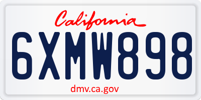 CA license plate 6XMW898