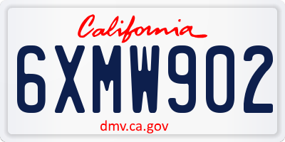CA license plate 6XMW902